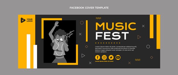 Flat design minimal music festival facebook cover