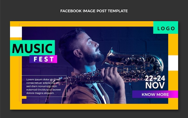 Flat design minimal music festival facebook post