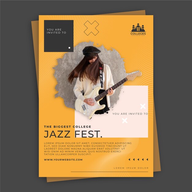 Flat design minimal music festival invitation