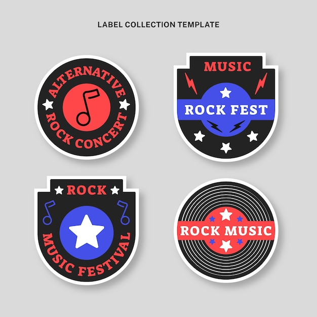 Free Vector flat design minimal music festival labels