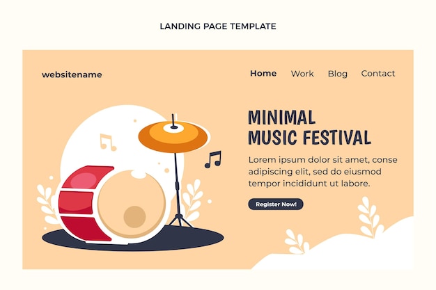 Free Vector flat design minimal music festival landing page