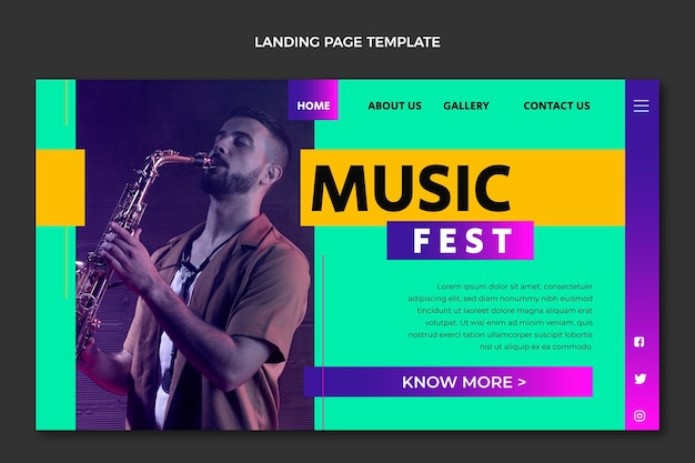 Flat design minimal music festival landing page