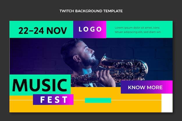 Flat design minimal music festival twitch background