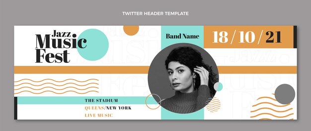 Flat design minimal music festival twitter header