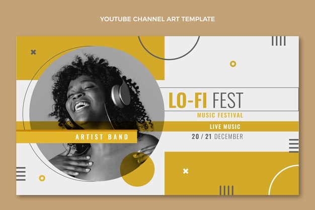 Flat design minimal music festival youtube channel art