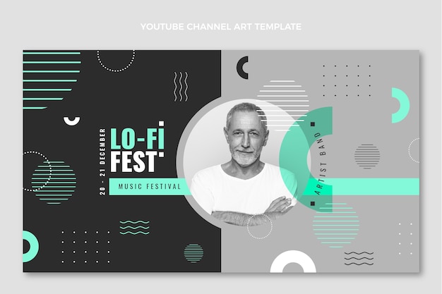 Free vector flat design minimal music festival youtube channel art