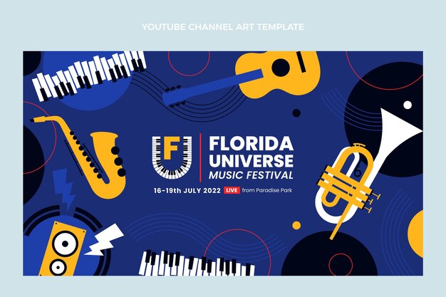 Flat design minimal music festival youtube channel