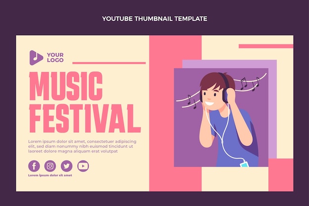 Flat design minimal music festival youtube thumbnail