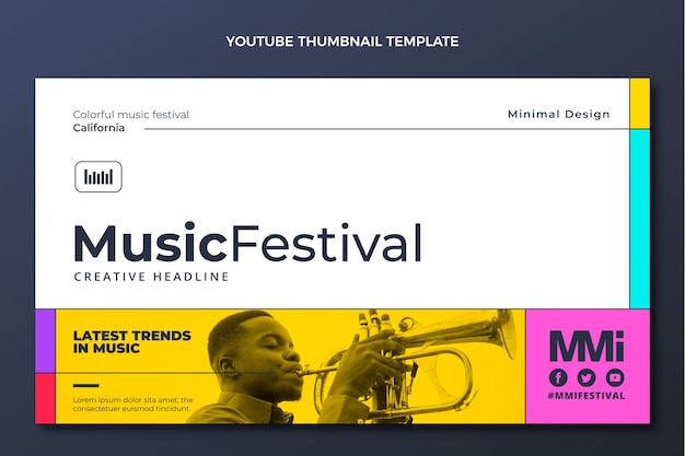 Flat design minimal music festival youtube thumbnail