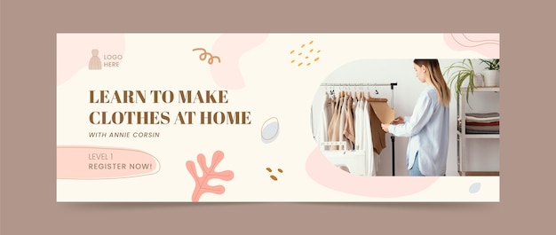 Flat design minimal seamstress facebook cover