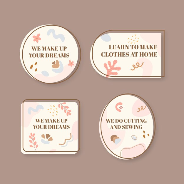 Flat design minimal seamstress labels template