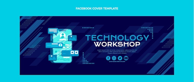 Free Vector flat design minimal technology facebook cover