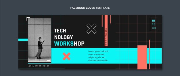 Flat design minimal technology facebook cover