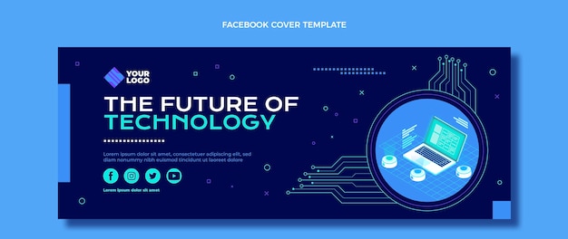 Free Vector flat design minimal technology facebook cover