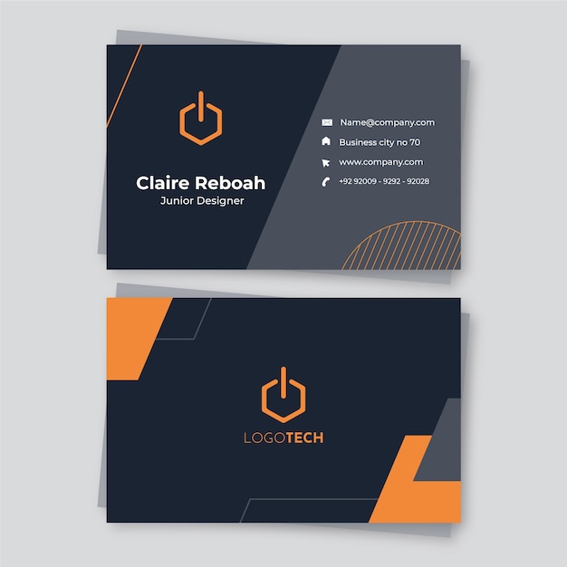 Flat design minimal technology horizontal business card