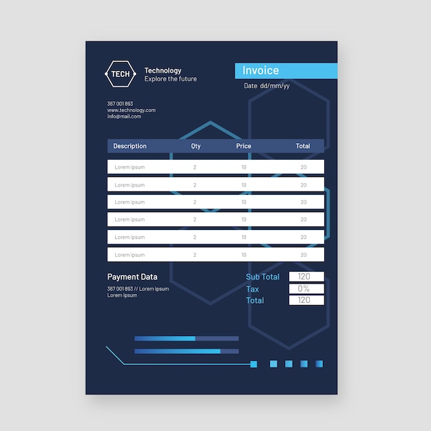 Flat design minimal technology invoice template