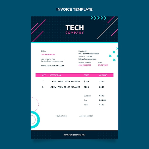 Free vector flat design minimal technology invoice