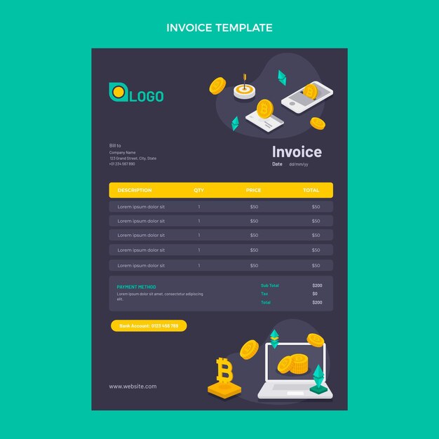 Flat design minimal technology invoice