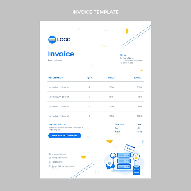 Flat design minimal technology invoice