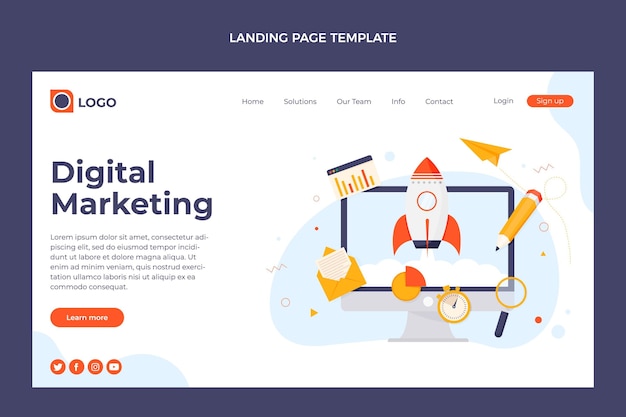 Flat design minimal technology landing page