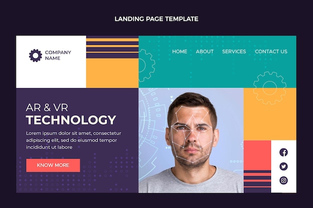 Free Vector flat design minimal technology landing page