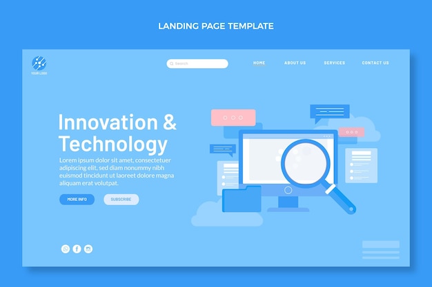 Flat design minimal technology landing page