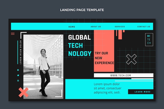 Flat design minimal technology landing page