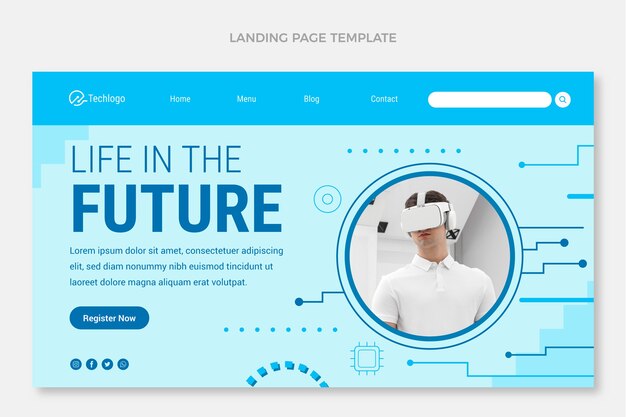 Flat design minimal technology landing page