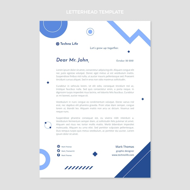 Flat design minimal technology letterhead