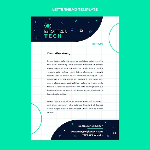 Flat design minimal technology letterhead