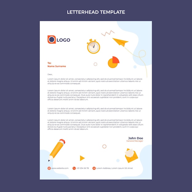 Flat design minimal technology letterhead