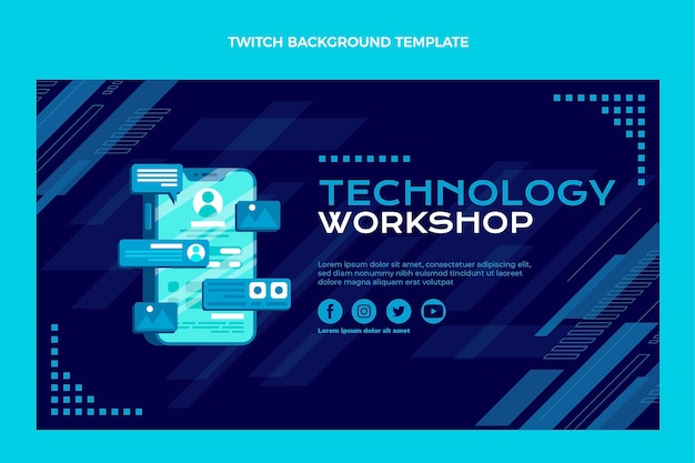 Free Vector flat design minimal technology twitch background