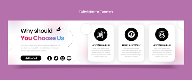 Flat design minimal technology twitch banner