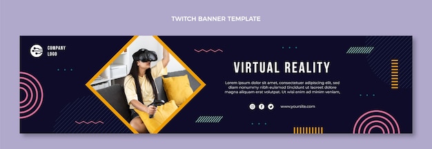 Flat design minimal technology twitch banner