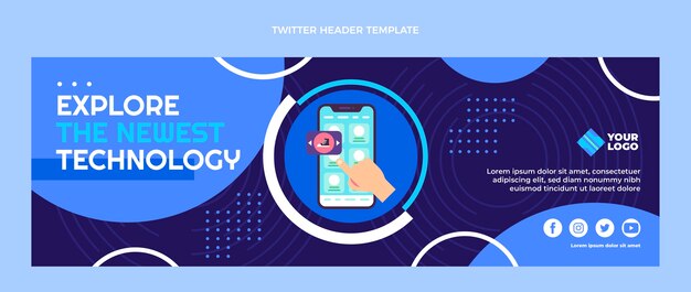 Flat design minimal technology twitter header template