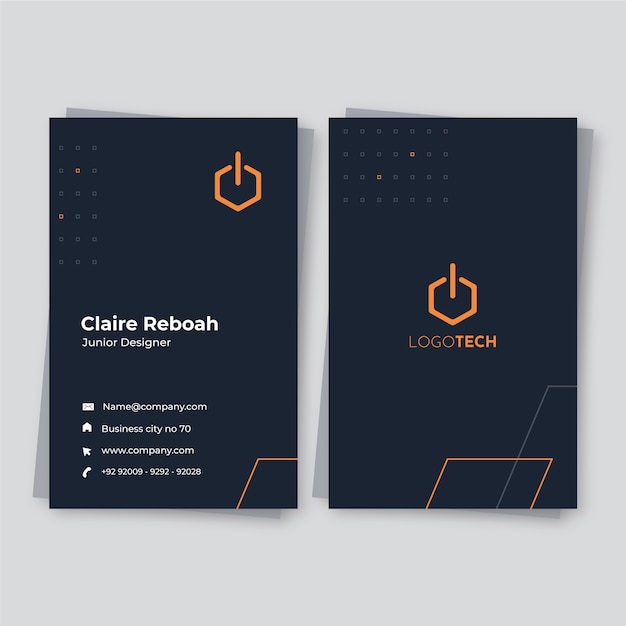 Free vector flat design minimal technology vertical business card