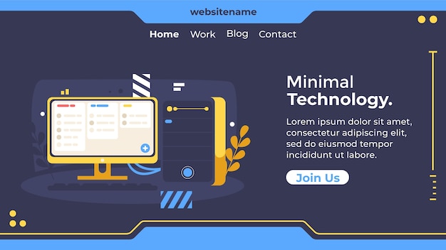 Flat design minimal technology web template