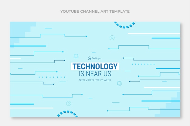 Free Vector flat design minimal technology youtube channel art