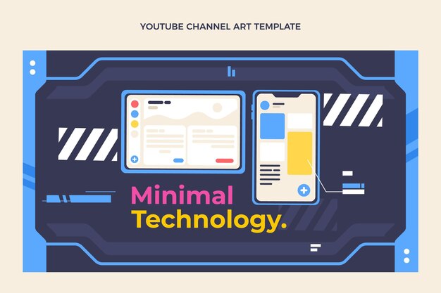 Flat design minimal technology youtube channel