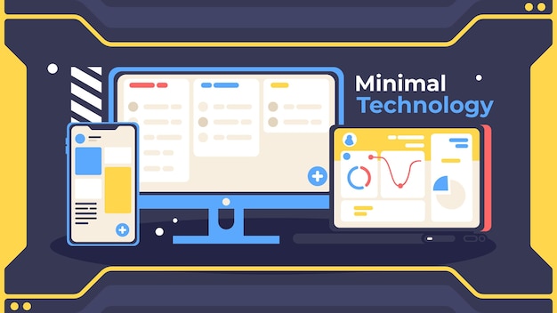 Flat design minimal technology youtube thumbnail