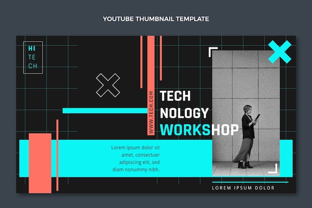 Flat design minimal technology youtube thumbnail