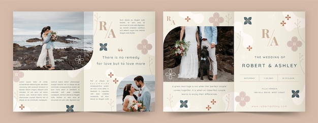 Flat design minimal wedding brochure