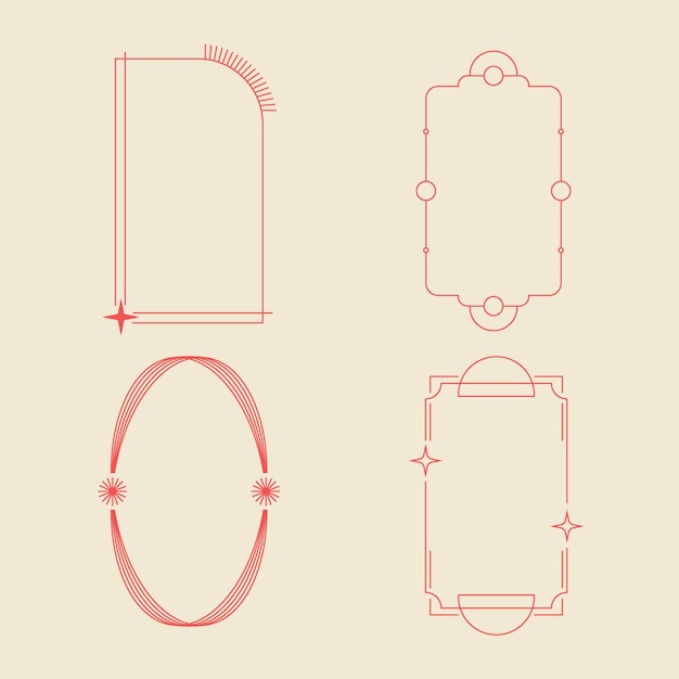 Flat design minimalist linear frame set