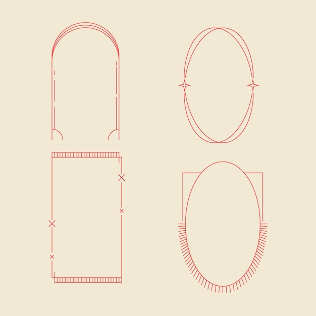 Flat design minimalist linear frame set