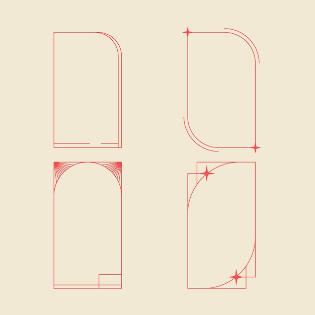 Flat design minimalist linear frame set