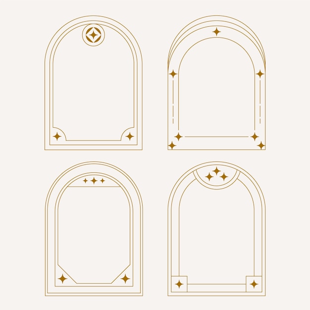 Free Vector flat design minimalist linear frame set