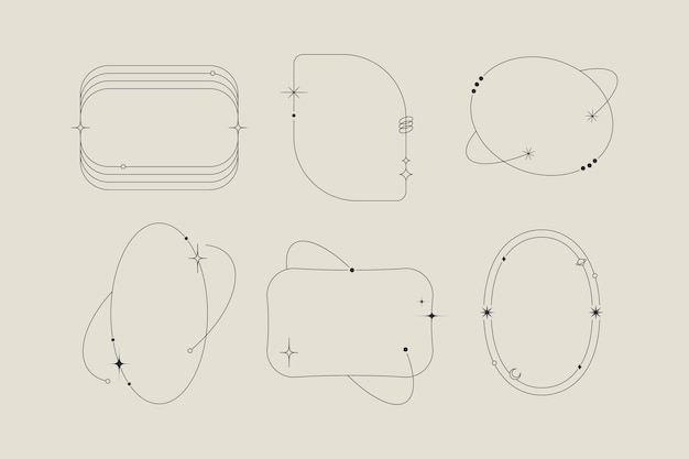 Free vector flat design minimalist linear frame set