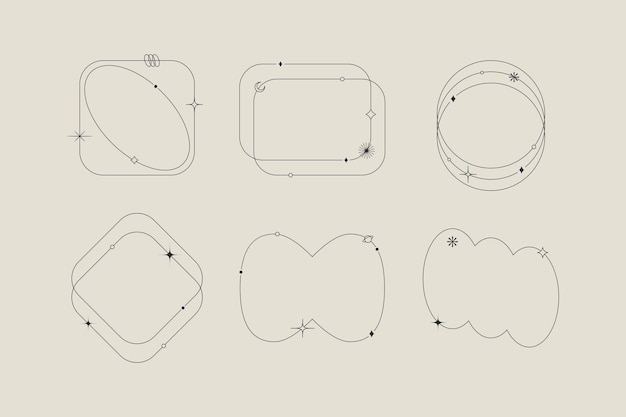 Free Vector flat design minimalist linear frame set