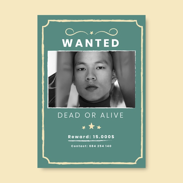 Flat design minimalist wanted poster