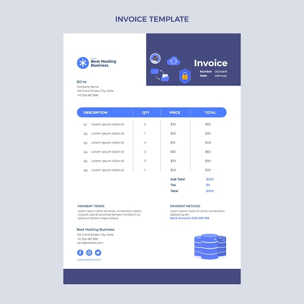 Flat design minimalistic technology invoice